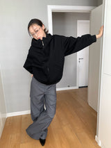 Daily High-Neck Basic Hood Zip-Up