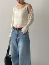 Frill V-Neck Sleeveless Cardigan