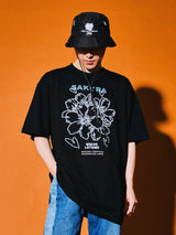 サクラフローラルラインズTシャツ (Black)