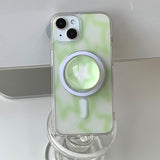 Green - ブラーパターン Magsafe フォーンケース スマホグリップ セット