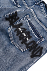 BBD Graffiti Metal Logo Denim Pants (Smoke Blue)