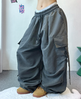 ツーラインポイントパラシュートバルーンパンツ💚🤎🩶 - 5 カラーズ