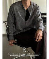 [ESSENTIAL LINE] Round neck basic cardigan(2color)