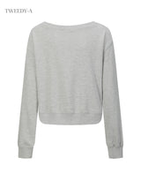 ステラリボンホットフィックスクロップオフショルダースウェットシャツ 3 Colors