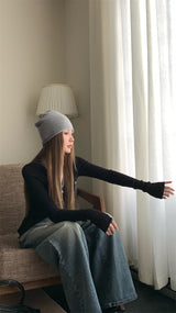 Bow Burton Layered Slit Long Sleeve Knitwear
