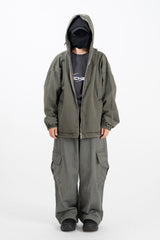Halsey Stone washed Hooded Zip-Up