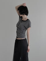 Sherry Layered Boat Neck Short Sleeve T-shirt
