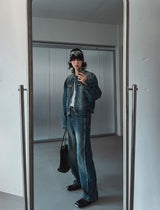 オーシャンウォッシュサイドカットデニムパンツ