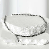 ss-box chain signature bullet tail necklace_dark silver