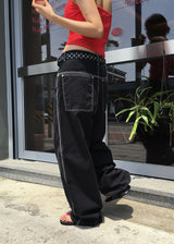 COLOR STITCH WIDE PANTS