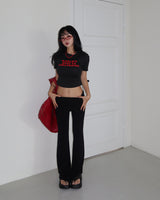 Girlfriend レタリングクロップドTシャツ (Black)