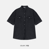 LMN ヘイバイオウォッシングショートスリーブデニムシャツ (3カラー)