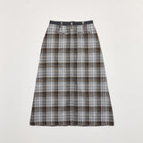 CHECK SLIT LONG SKIRT GRAY
