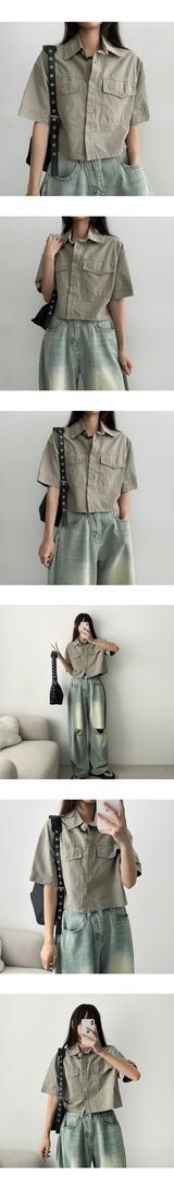 Lund Cotton Cropped Short-Sleeved Shirt