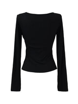 stud wrap v-neck ribbed T