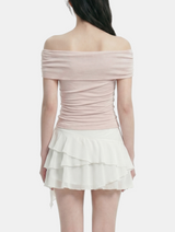 Ribbon Drape Off-Shoulder Tee