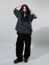 (UNISEX) Vintage Check Hood Shirt