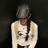 Tete leather beret cap