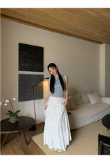 Blue Check Backless Ribbon Sleeveless Tee