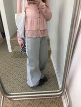Mandy Grey Cotton Wide Pants