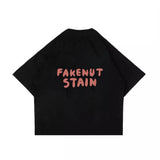 フェイクナッツ ステイン メイド イン アスタリスク ブラック ボクシー オーバーサイズ Tシャツ
