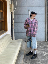 No.0785 thin C string check SHIRT (3color)