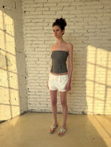 "That's neat – Vintage Relaxed-Fit Double-Breasted Knit Tube Top (Grey)