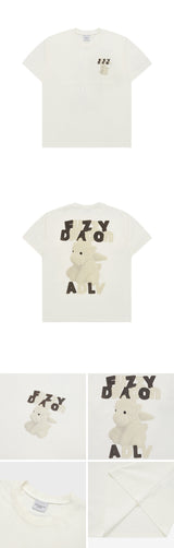 ファジーフォントドラゴン半袖Tシャツ CREAM