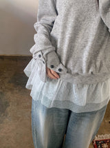 Cuff Button Deep V-neck Knit (2color)