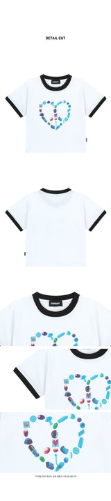 ハートピースリンガークロップTシャツ_ホワイト