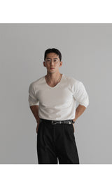 VネックベーシックニットTシャツ [ivory]