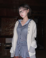(3color) Punching Stripe Shirring Flare Cardigan