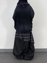 ノンフェイドチェックレイヤードデニムパンツ