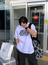 ナンバーキプデニムレタリングベーシックオーバーフィット半袖Tシャツ