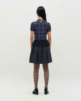 Plaid Smocking T-Shirt _ PURPLE
