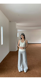 Wide banding lace bootcut pants