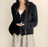 Liat Pocket Point Fluffy Fleece Hooded Zip-Up