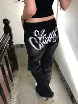 バックレタリングワイドパンツ
