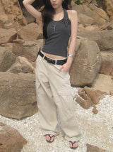 Haeran Two-Buckle Big Cargo Pocket Wide Pants