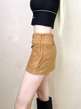 1386. Suede low pocket mini sk (2color)
