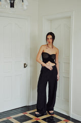Flower Ruffle knit Top (BLACK)