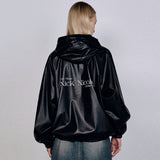 UNIQUE GLOSSY LEATHER JACKET_BLACK