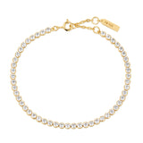 Low Bezel Set 925 Silver + 14k gold plating Bracelet B058-06G