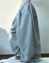 FLEECE❤TWO PINTUCK PARACHUTE LONG PANTS 🖤🤍🩶3COLOR