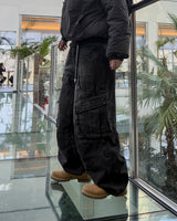 カーワイドマルチカーゴデニムパンツ