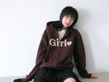 Girl zip-up hoodie - Brown