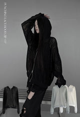 [unisex] パンチングレースフードジップアップ (3color)