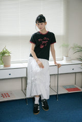 26SS★ チェリーキャッツクロップリンガー半袖Tシャツ