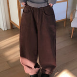 ポルマンウール起毛ワイドコットンパンツ