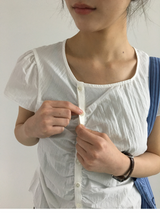 pleated button blouse (2color)